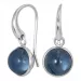 runde blå mørkeblå krystal øreringe i sølv
