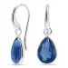 dråbe blå mørkeblå krystal øreringe i sølv