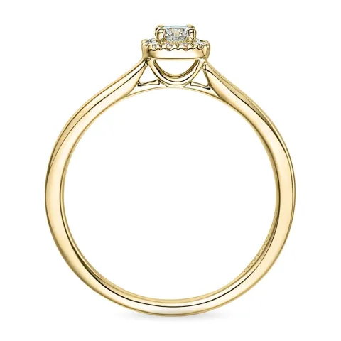 firkantet diamant ring i 14 karat guld 0,15 ct 0,06 ct