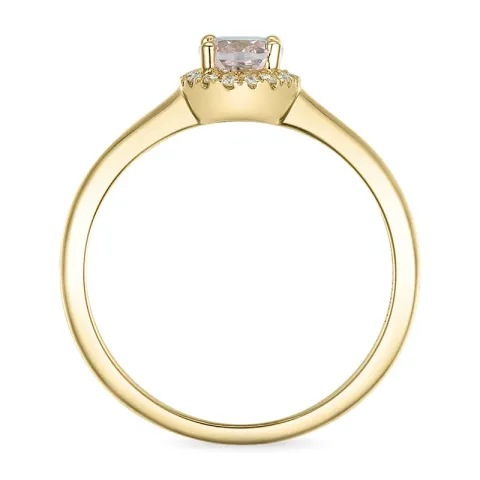 oval morganit diamantring i 14 karat guld 0,83 ct 0,09 ct