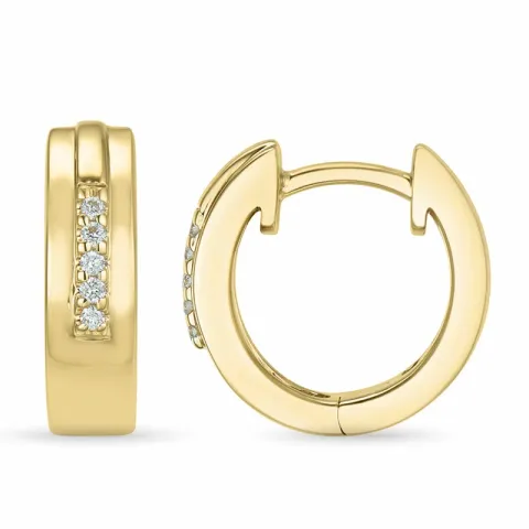 14 mm diamant creoler i 14 karat guld med diamant 