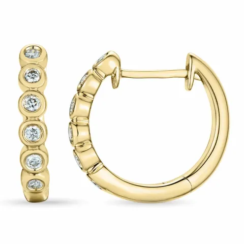 14 mm brillant creoler i 14 karat guld med diamant 