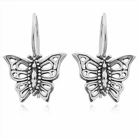 Lange butterfly øreringe i sølv