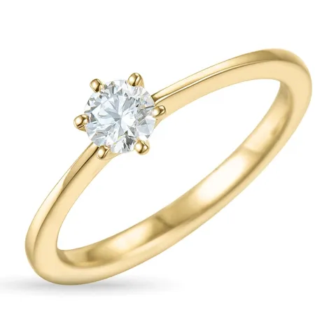 5,3 mm zirkon solitairering i 9 karat guld