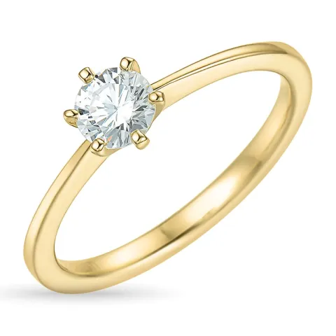 5,6 mm zirkon solitairering i 9 karat guld