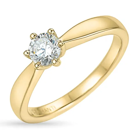 5,8 mm zirkon solitairering i 9 karat guld