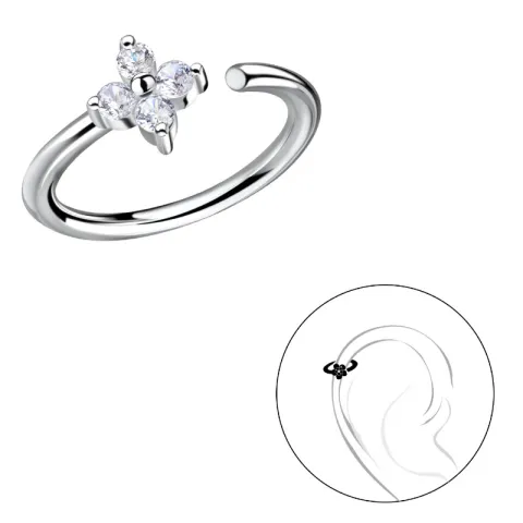 11 mm blomster zirkon helix piercing i sølv