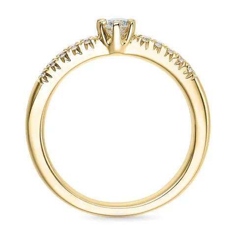 diamant guldring i 14 karat guld 0,18 ct 0,12 ct