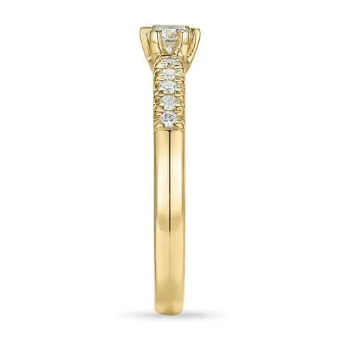 diamant guldring i 14 karat guld 0,18 ct 0,12 ct