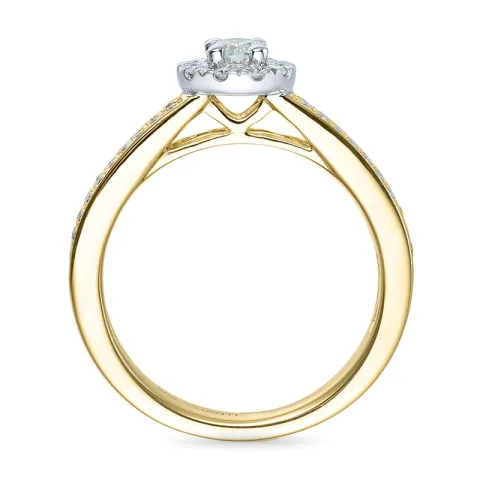 diamantring i 14 karat guld.- og hvidguld 0,31 ct 0,20 ct ct