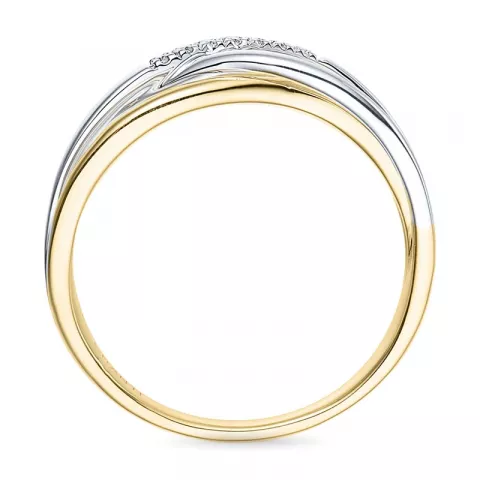 abstrakt diamant ring i 14 karat guld.- og hvidguld 0,045 ct