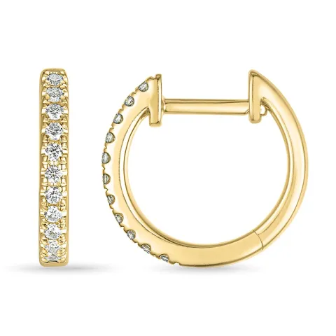 12,5 mm diamant creoler i 14 karat guld med diamant 