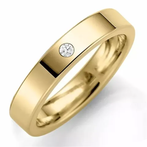 4 mm vielsesring i 14 karat guld 0,03 ct