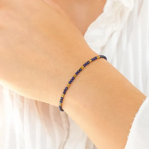 Elegant mørkeblå armbånd med lapis og hematite.