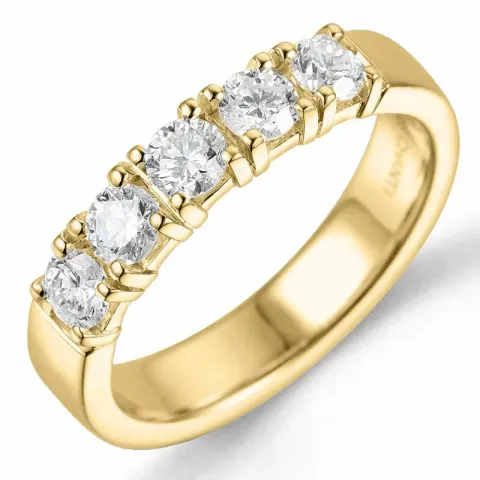 lab grown diamant ring i 14 karat guld 5 x 0,15 ct