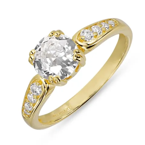 zirkon ring i forgyldt sølv