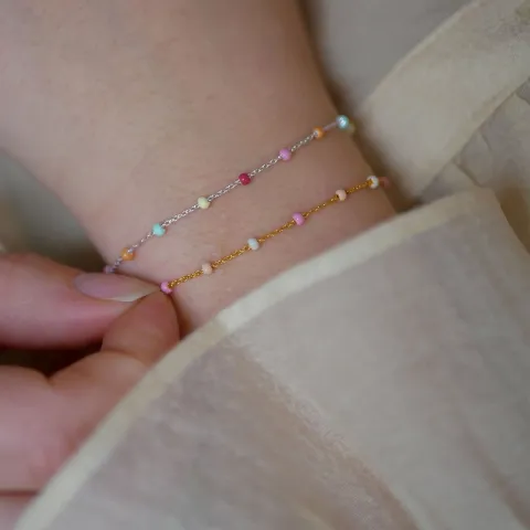 Enamel Lola Rainbow armbånd i sølv regnbuefarvet emalje