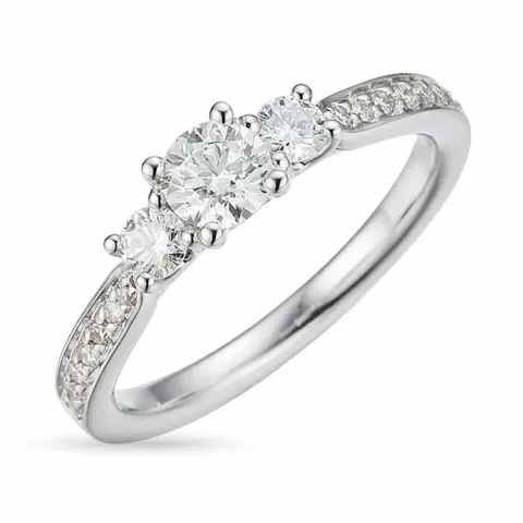 Kollektionsprøve diamant ring i 14 karat hvidguld 0,30 ct 2 x 0,10 ct 0,11 ct