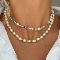 Hultquist Zoe halskæde i forgyldt sølv multifarvet sten