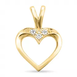 hjerte diamant vedhæng i 14 karat guld 0,02 ct