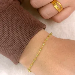 ægte peridot armbånd i forgyldt sølv 15 cm plus 6 cm x 3,0 mm