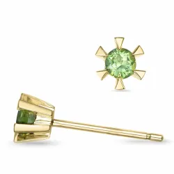 2 x 0,12 ct peridot solitaireørestikker i 9 karat guld med peridot 