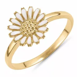 10 mm marguerit ring i forgyldt sølv