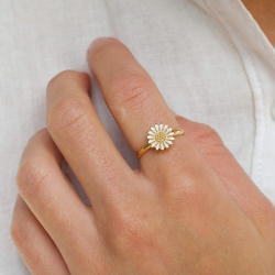 10 mm marguerit ring i forgyldt sølv