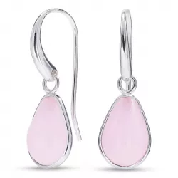 dråbe rosa krystal øreringe i sølv