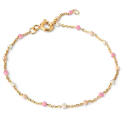 Enamel Lola Tropical armbånd i forgyldt sølv lyserød emalje pink emalje hvid emalje